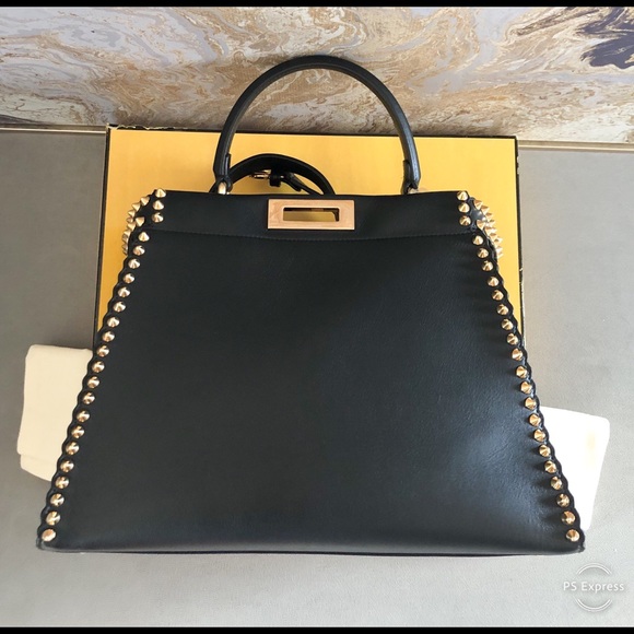 Fendi Medium Regular Studded Peekaboo Satchel Bag - Picture 7 of 8